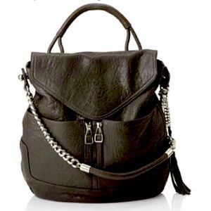 Olivia Harris Black lambskin Leather rocker rock star Hobo Satchel bag